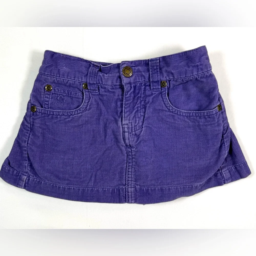 RALPH LAUREN Girls Corduroy Mini Skort 4/4T‎ Purple Pleated Pony Logo Preppy Y2K